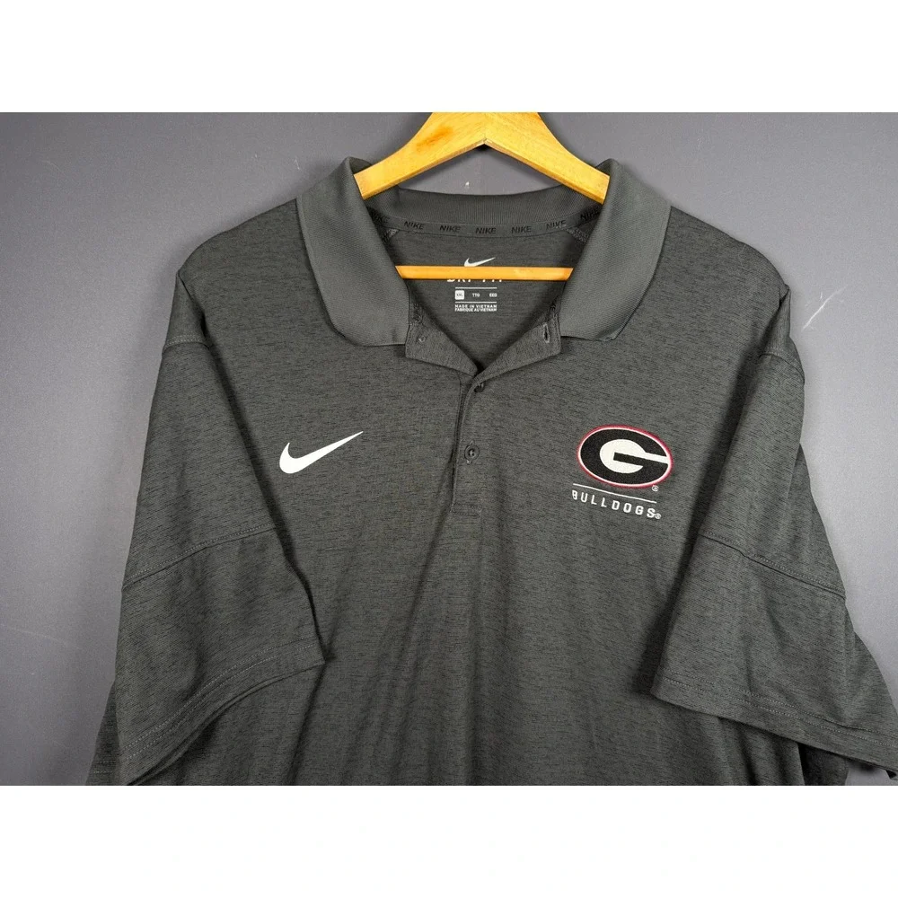 Nike Georgia Bulldogs Dri-FIT Polo Shirt Mens XXL Gray Short Sleeve Logo